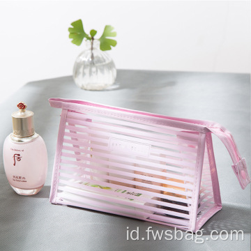 CustomShould PVC Transparan Stripe Waterproof Makeup Bag